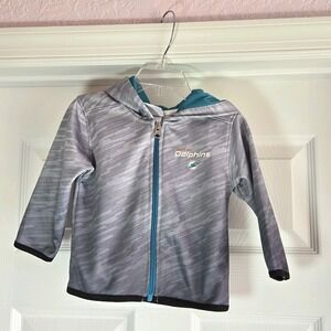 Miami Dolphins NFL Team Apparel Unisex Kids Size 18 M Full Zip Sweatshirt Hoodie